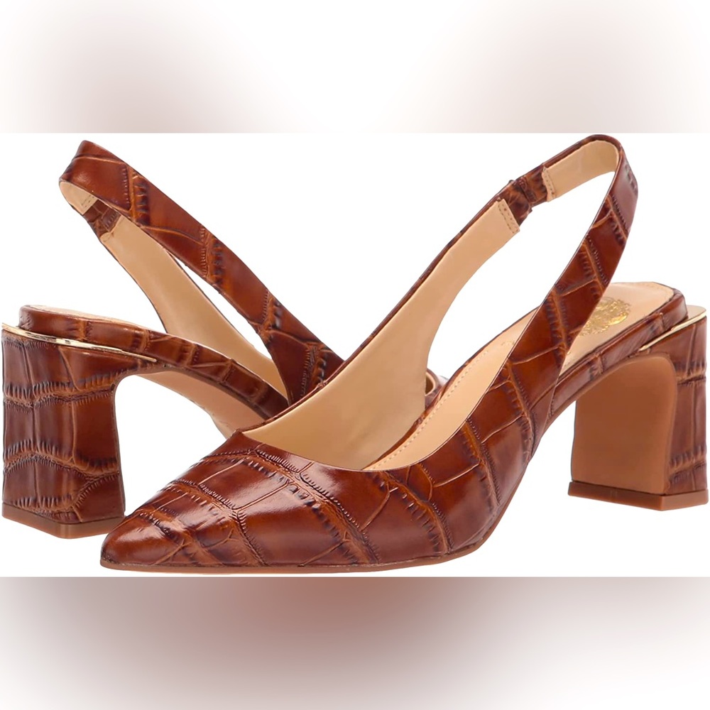 Brand new, Vince Camuto Hamden Slingback Pump, Size 8 in brown croc.